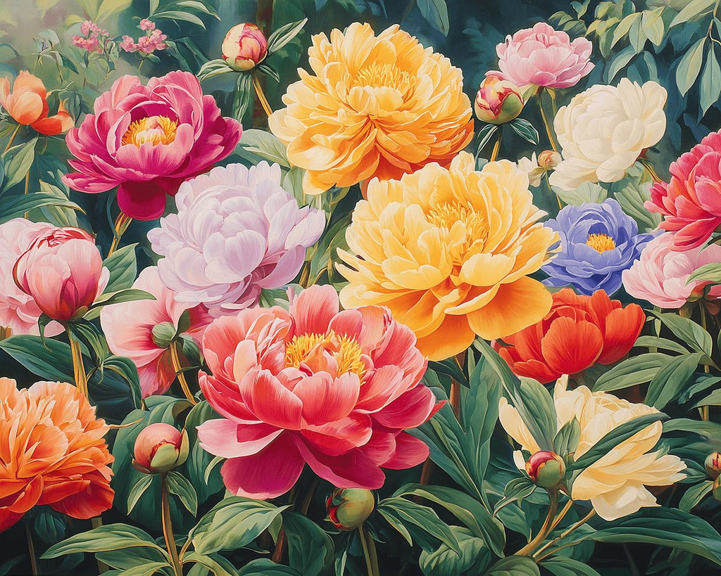 Peonías Coloridas Pintar por Números