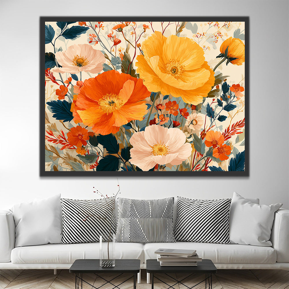Peonías Rosadas y Doradas Pintar por Números