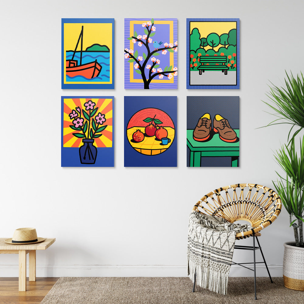 Pequeñas Pinturas de Bodegón 6 Partes Mini Pintar por Números