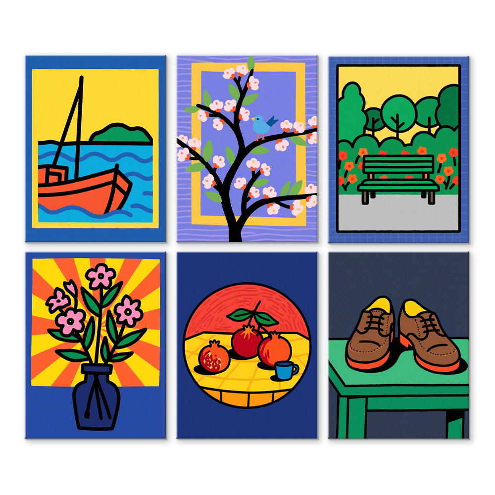 Pequeñas Pinturas de Bodegón 6 Partes Mini Pintar por Números