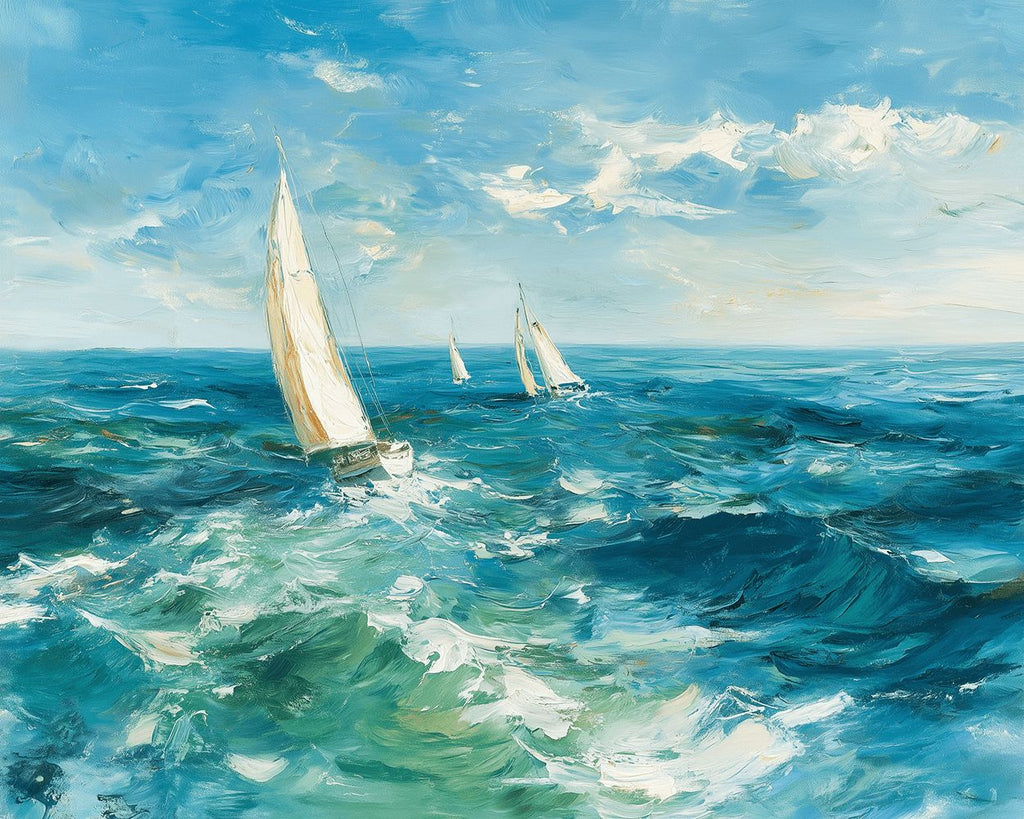 Pequeños Barcos Blancos en el Mar Pintar por Números