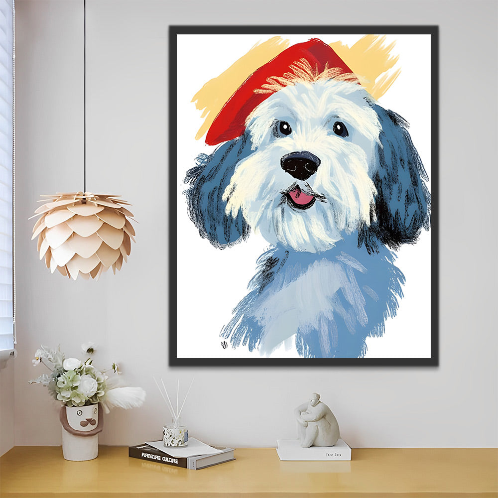 Perrito Adorable con Gorro Rojo Pintar por Números