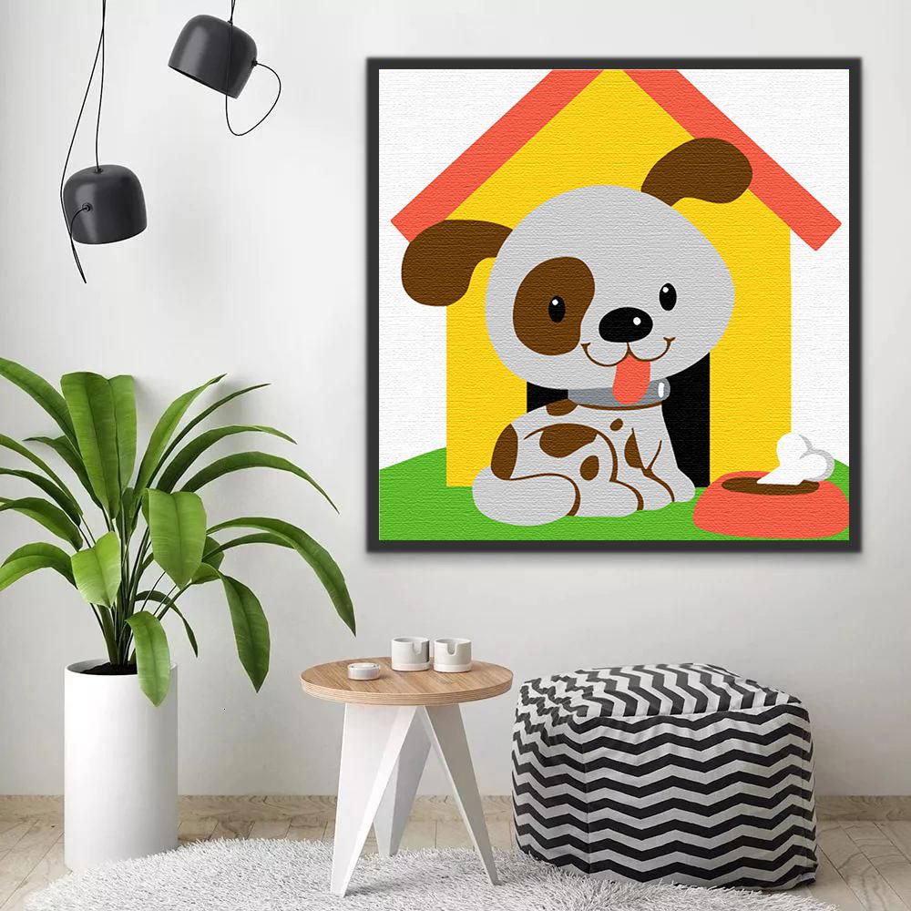 Perrito y Su Casita Pintar por Números Niños
