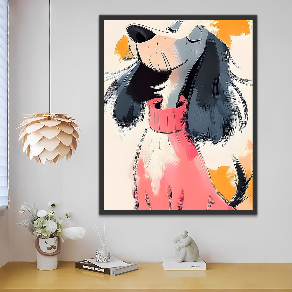 Perro Lindo con Jersey Rojo Pintar por Números