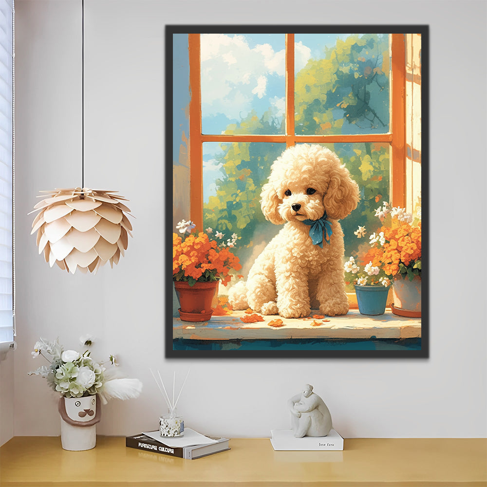 Perro Sentado sobre el Alféizar Pintar por Números