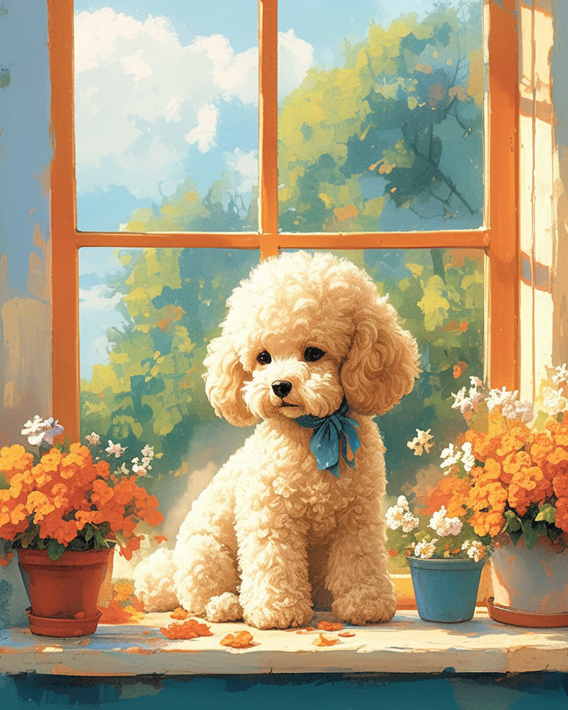 Perro Sentado sobre el Alféizar Pintar por Números