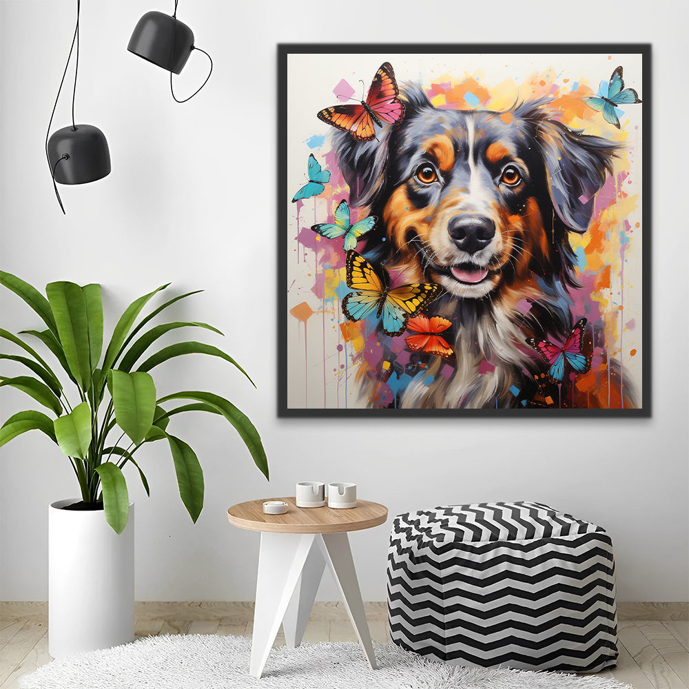 Perro y Mariposas Pintar por Números