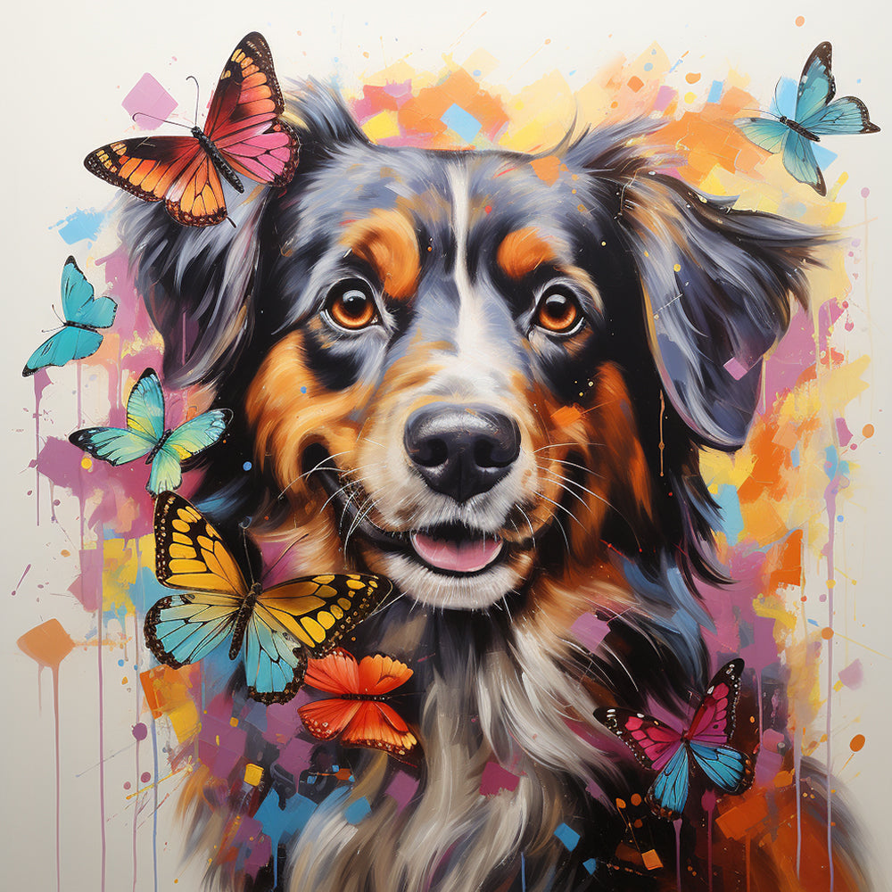 Perro y Mariposas Pintar por Números
