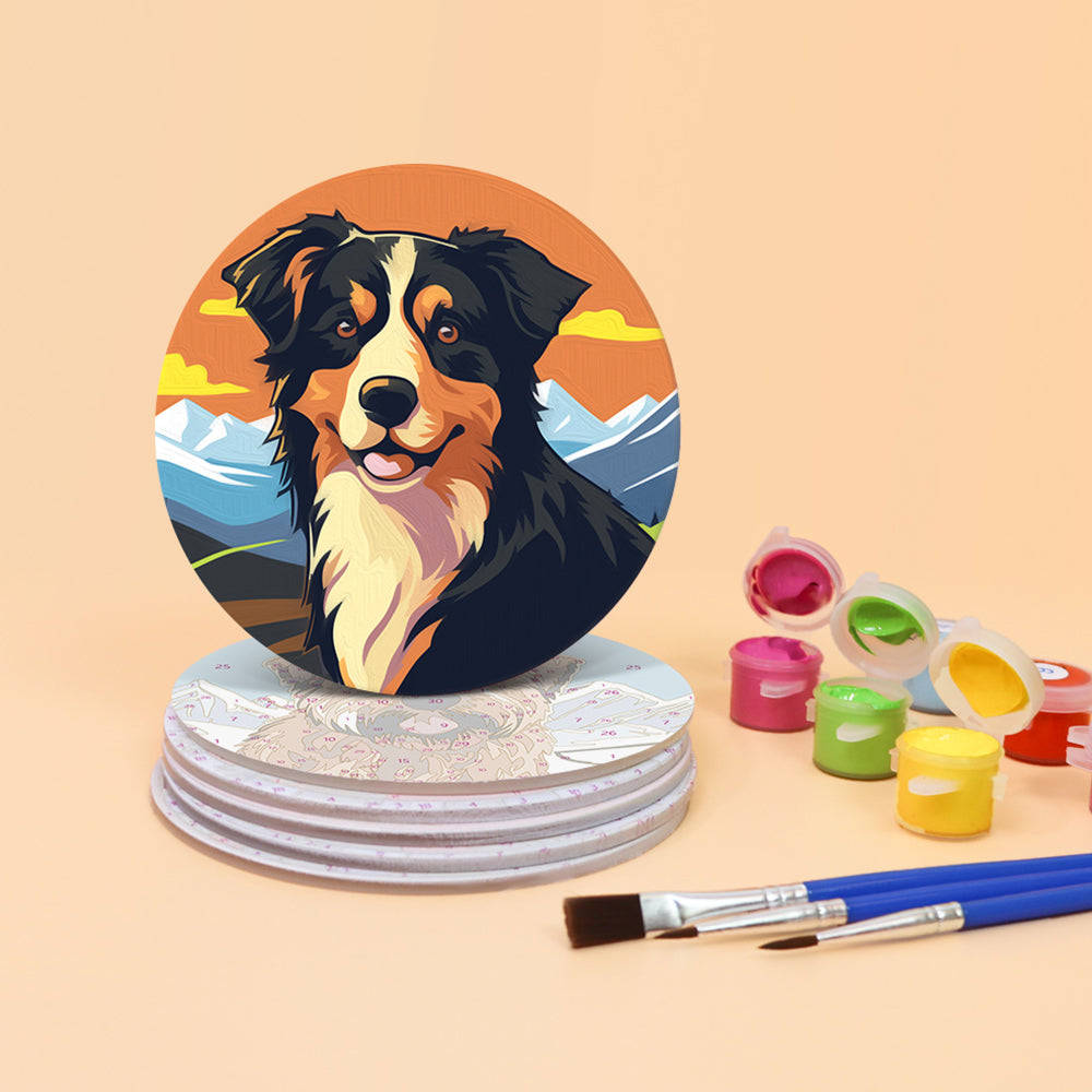 Perros y Montañas 6 Posavasos Pintar por Números