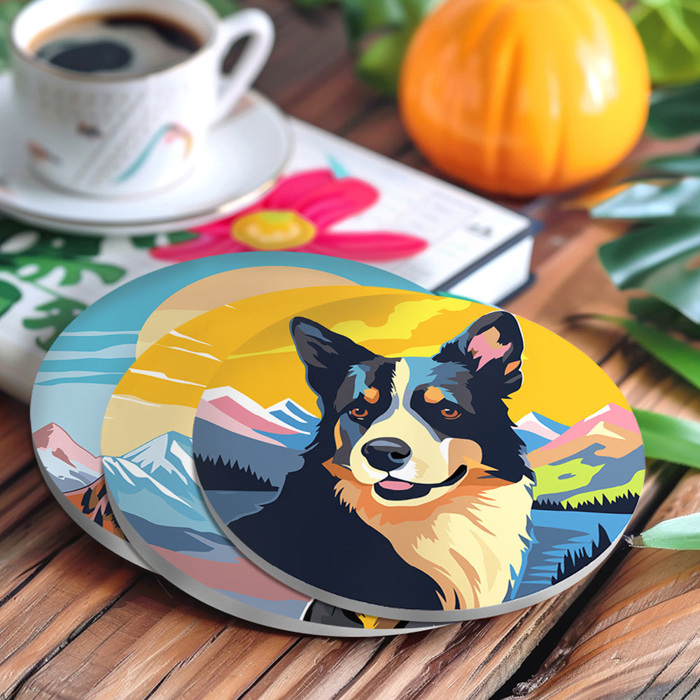 Perros y Montañas 6 Posavasos Pintar por Números