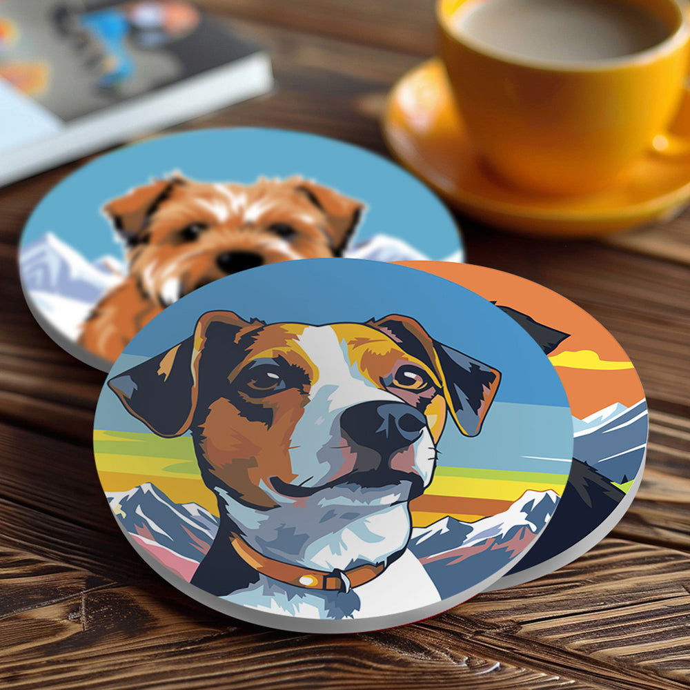 Perros y Montañas 6 Posavasos Pintar por Números