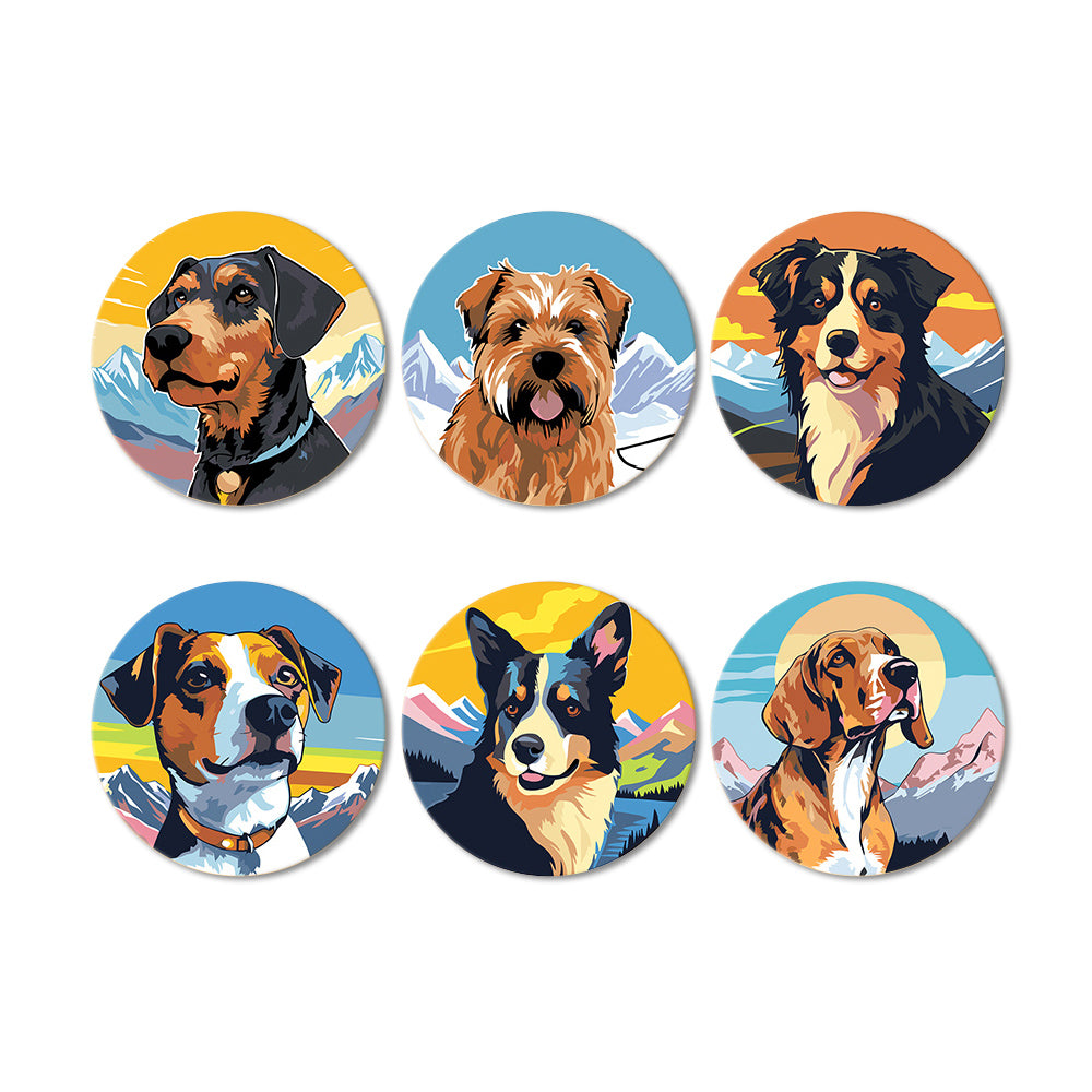 Perros y Montañas 6 Posavasos Pintar por Números