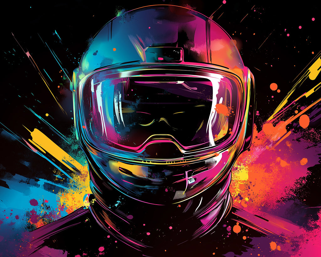 Persona con Casco de Moto en el Fondo Colorido Pintar por Números