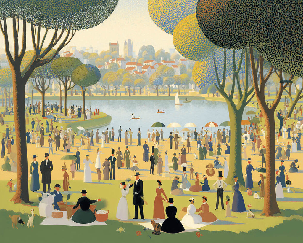 Personas Relajándose Junto al Lago Pintar por Números