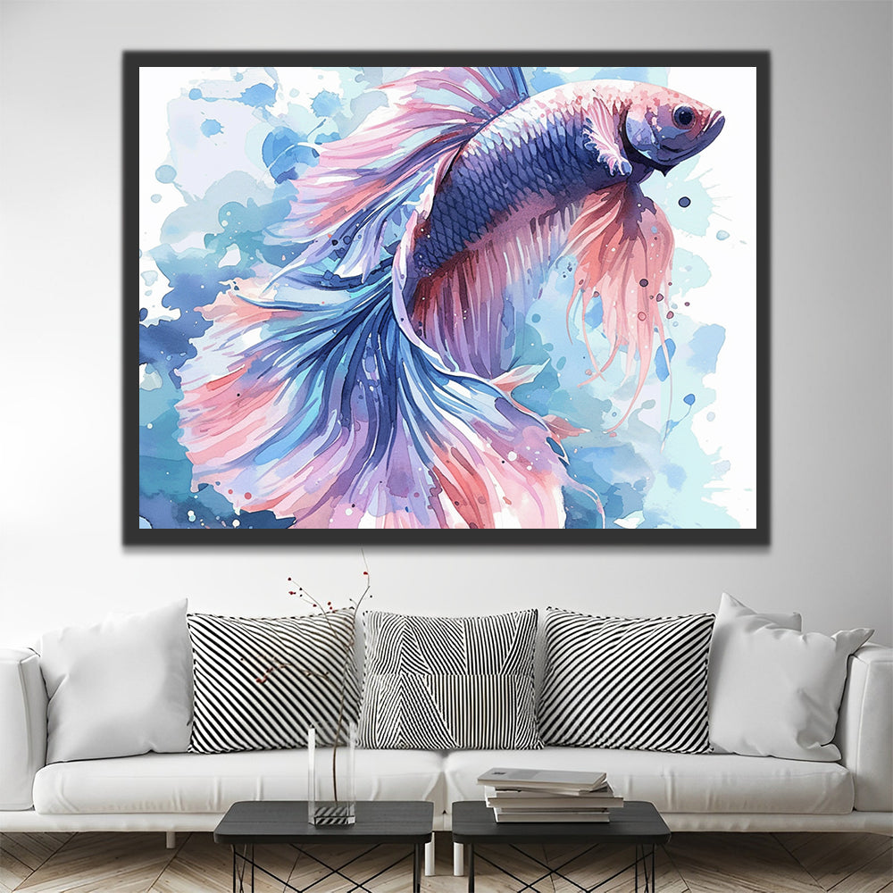Pez Betta Rosa y Azul Pintar por Números