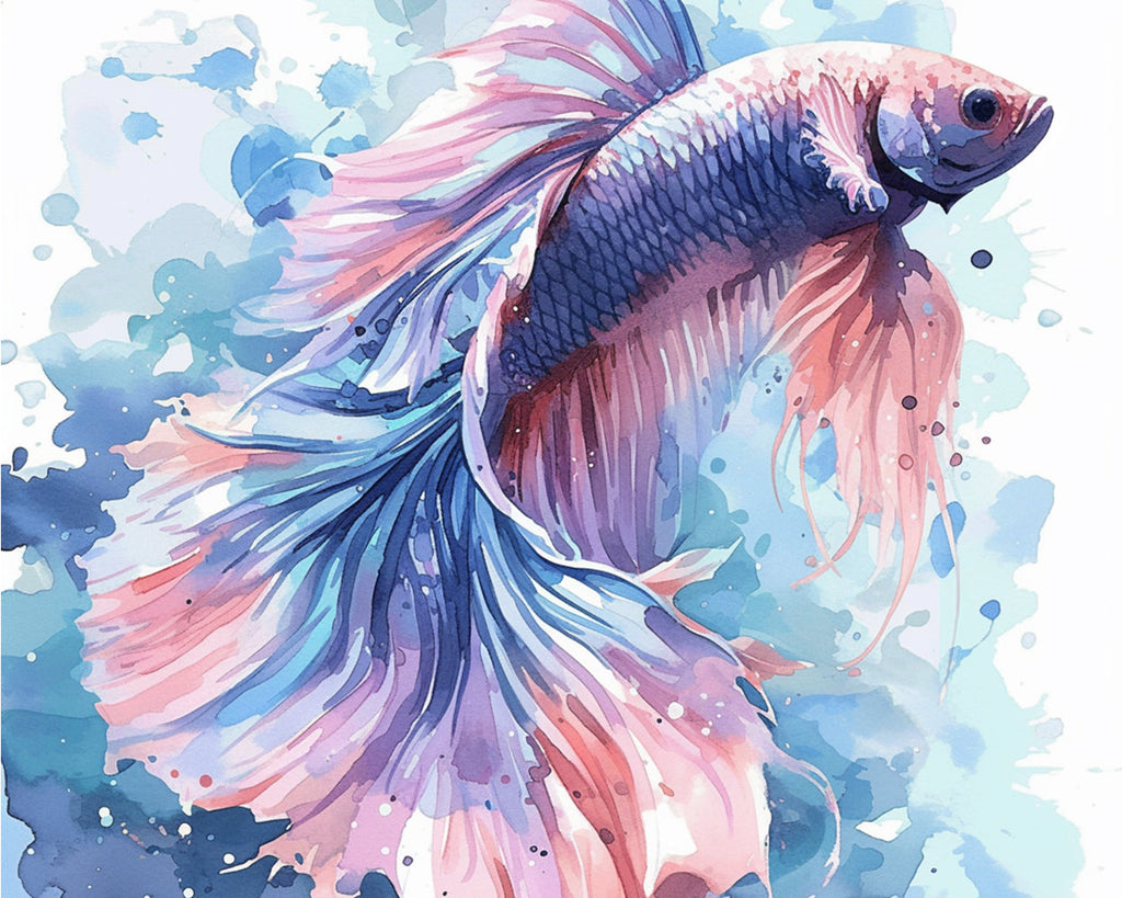 Pez Betta Rosa y Azul Pintar por Números