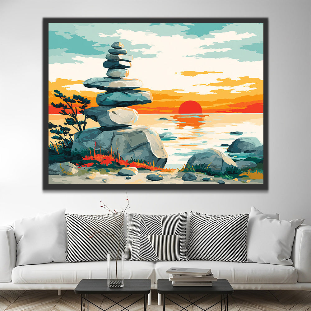 Piedras Apiladas al Amanecer Pintar por Números