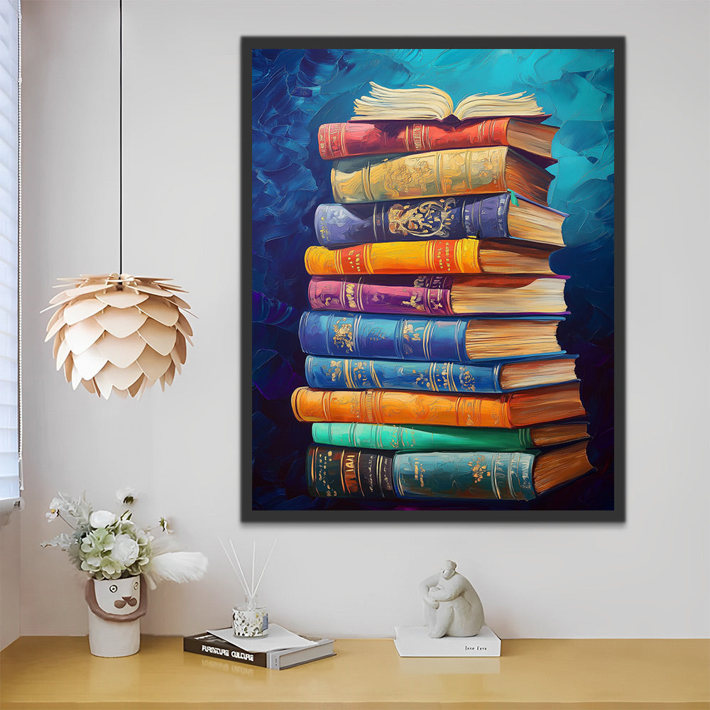Pila de Libros Antiguos Pintar por Números