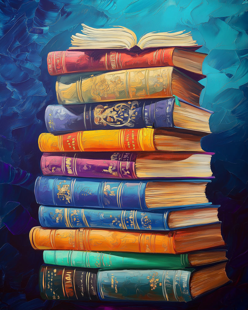 Pila de Libros Antiguos Pintar por Números