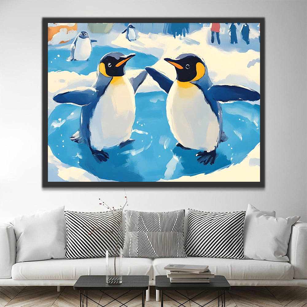 Pingüino Feliz Lindo sobre Hielo Pintar por Números