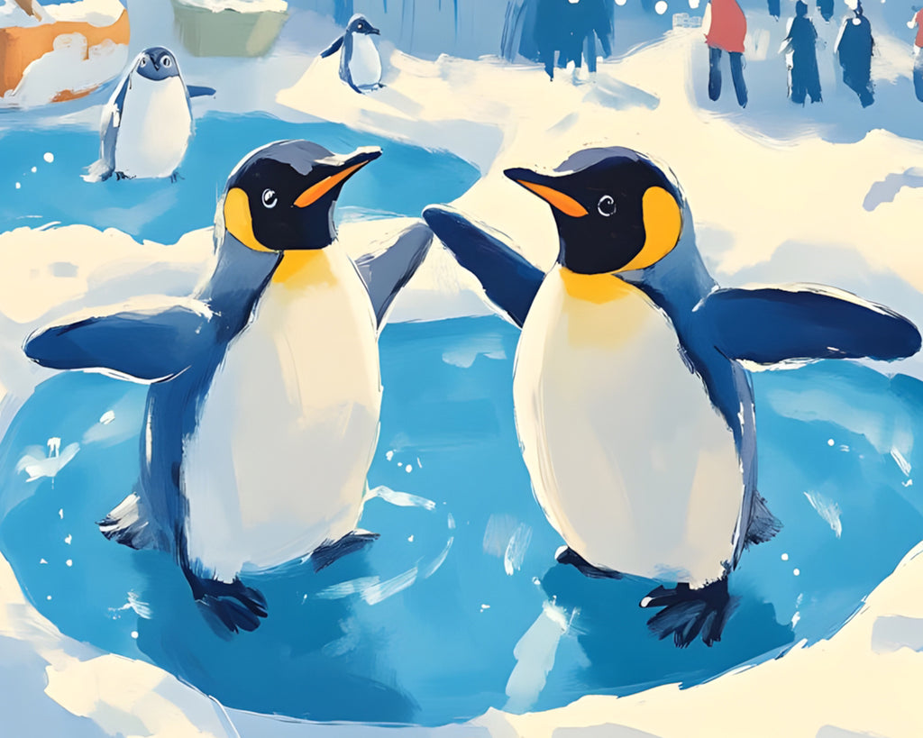 Pingüino Feliz Lindo sobre Hielo Pintar por Números