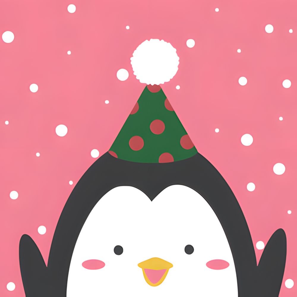 Pingüino Lindo con Gorro Pequeño Pintar por Números