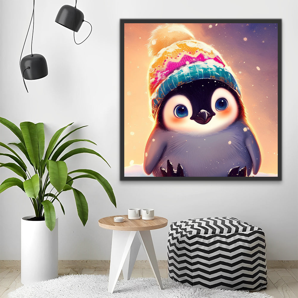 Pingüino Pequeño Adorable con Gorro Pintar por Números
