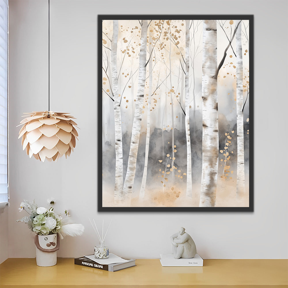 Pintura Acuática de Bosque de Abedules Pintar por Números