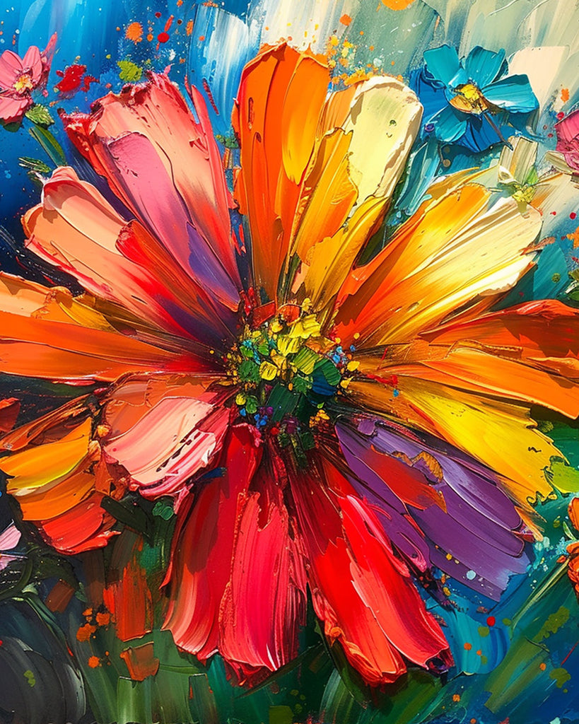 Pintura al Óleo de Crisantemo de Color de Arco Iris Pintar por Números