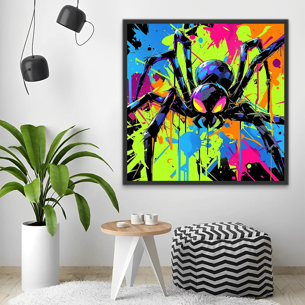Pintura Colorida de Araña Negra Pintar por Números