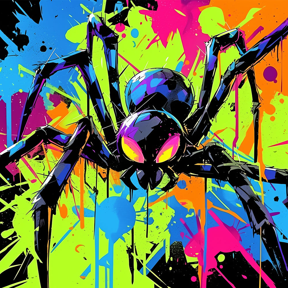 Pintura Colorida de Araña Negra Pintar por Números