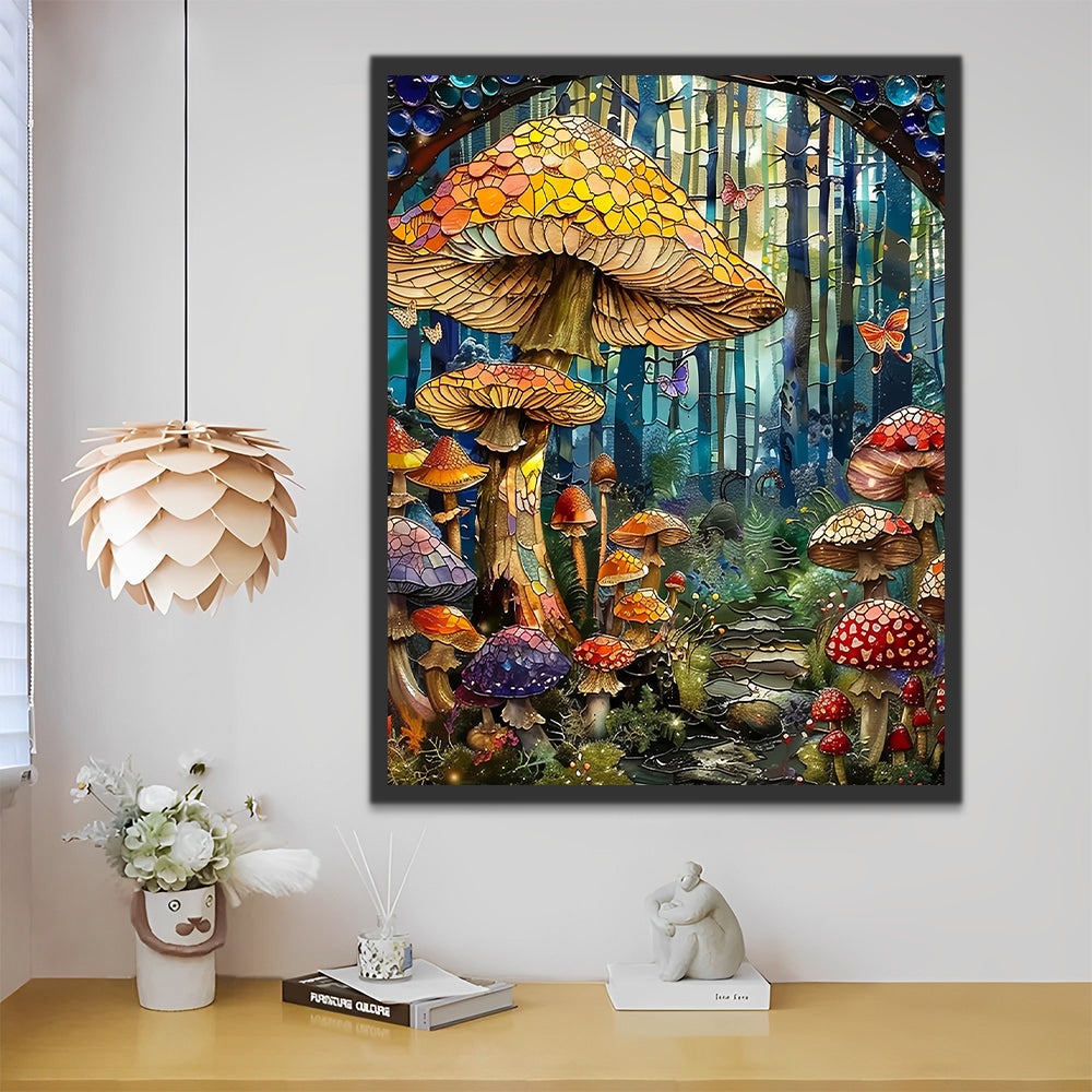 Pintura Colorida de Champiñón en el Bosque Pintar por Números