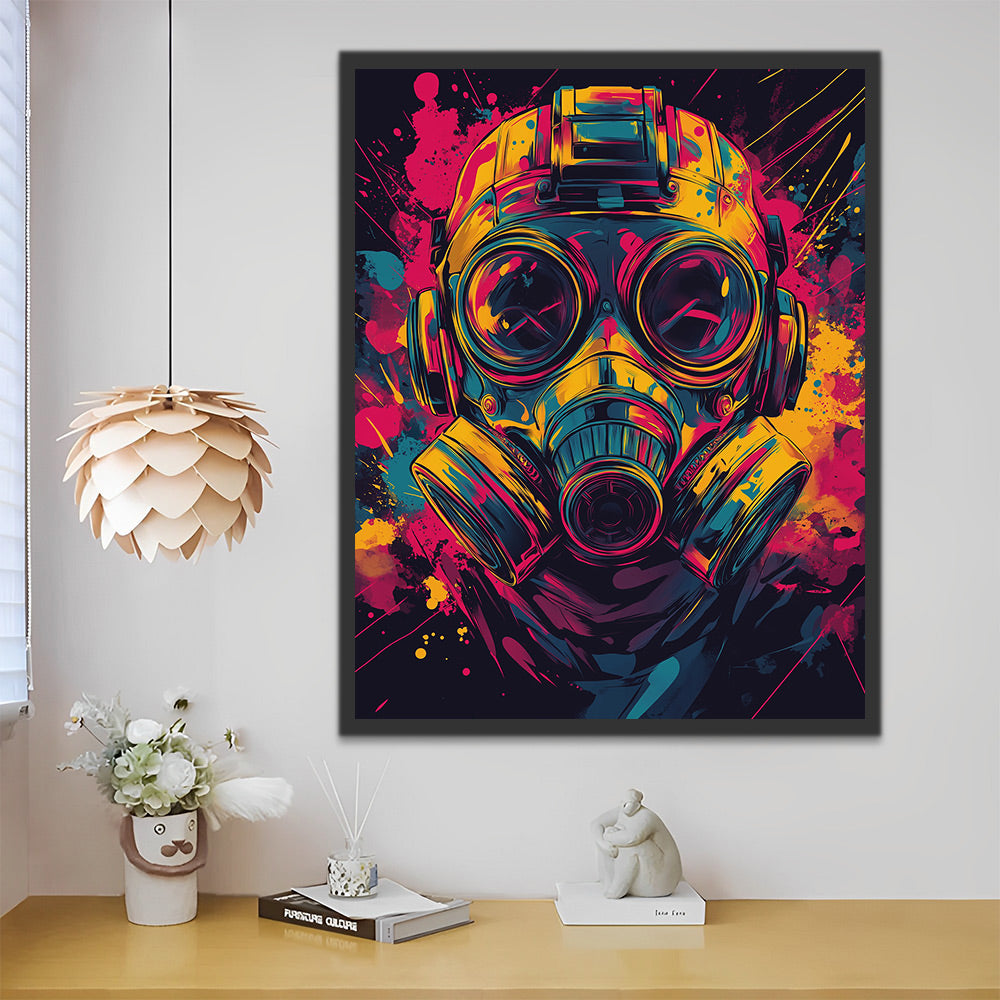 Pintura Colorida de Persona con Máscara Antigás Pintar por Números