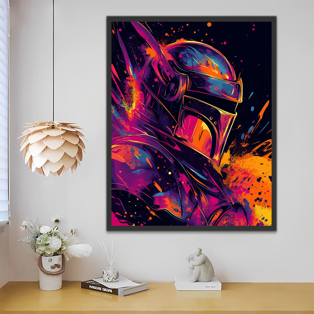 Pintura Colorida de Soldado con Casco y Armadura Pintar por Números