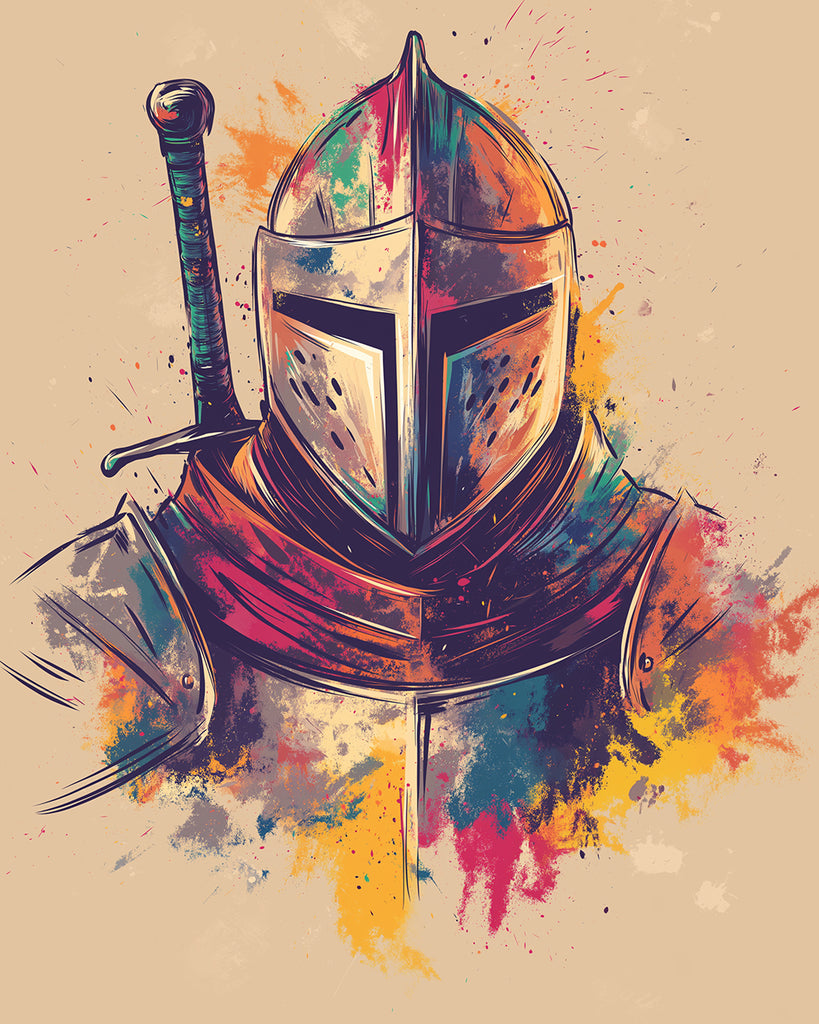 Pintura Colorida de Soldado con Espada en Su Espalda Pintar por Números