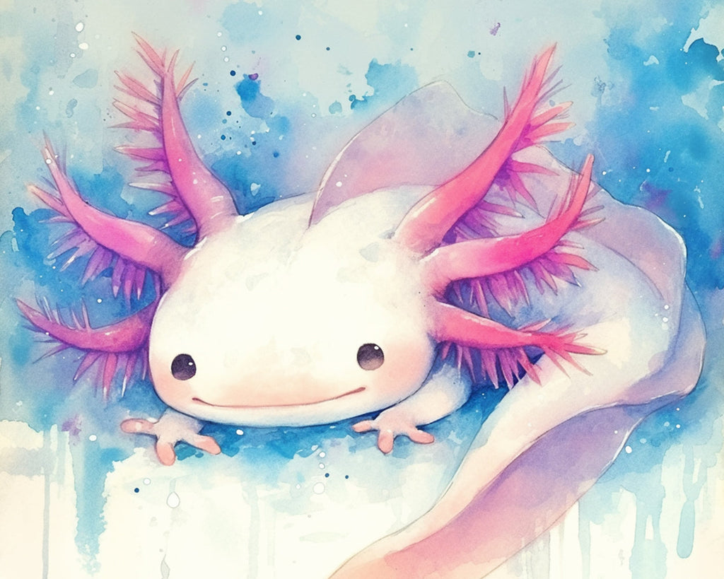Pintura de Acuarela de Ajolote Lindo Pintar por Números