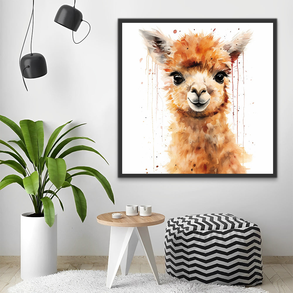 Pintura de Acuarela de Alpaca Linda Pintar por Números