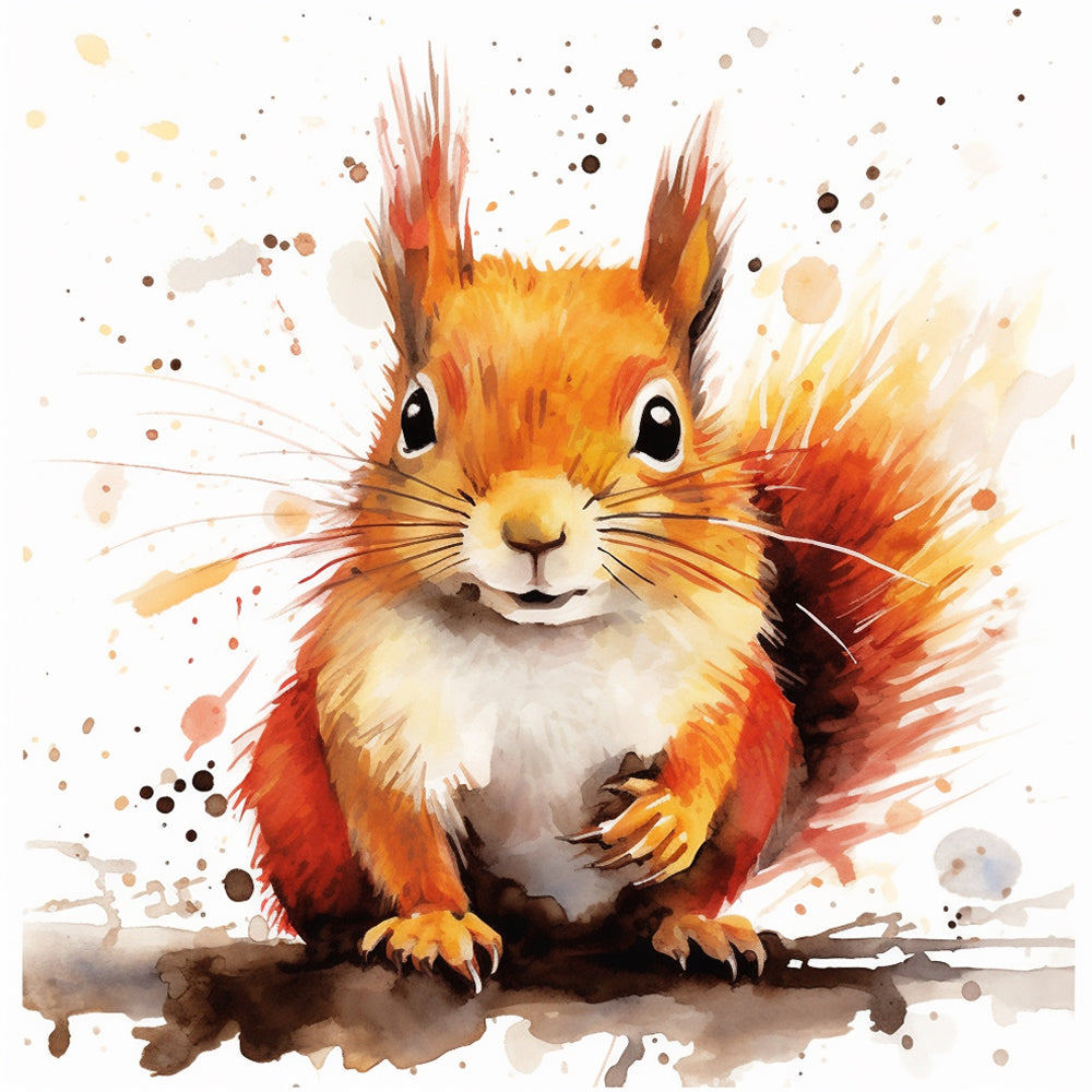 Pintura de Acuarela de Ardilla Linda Pintar por Números