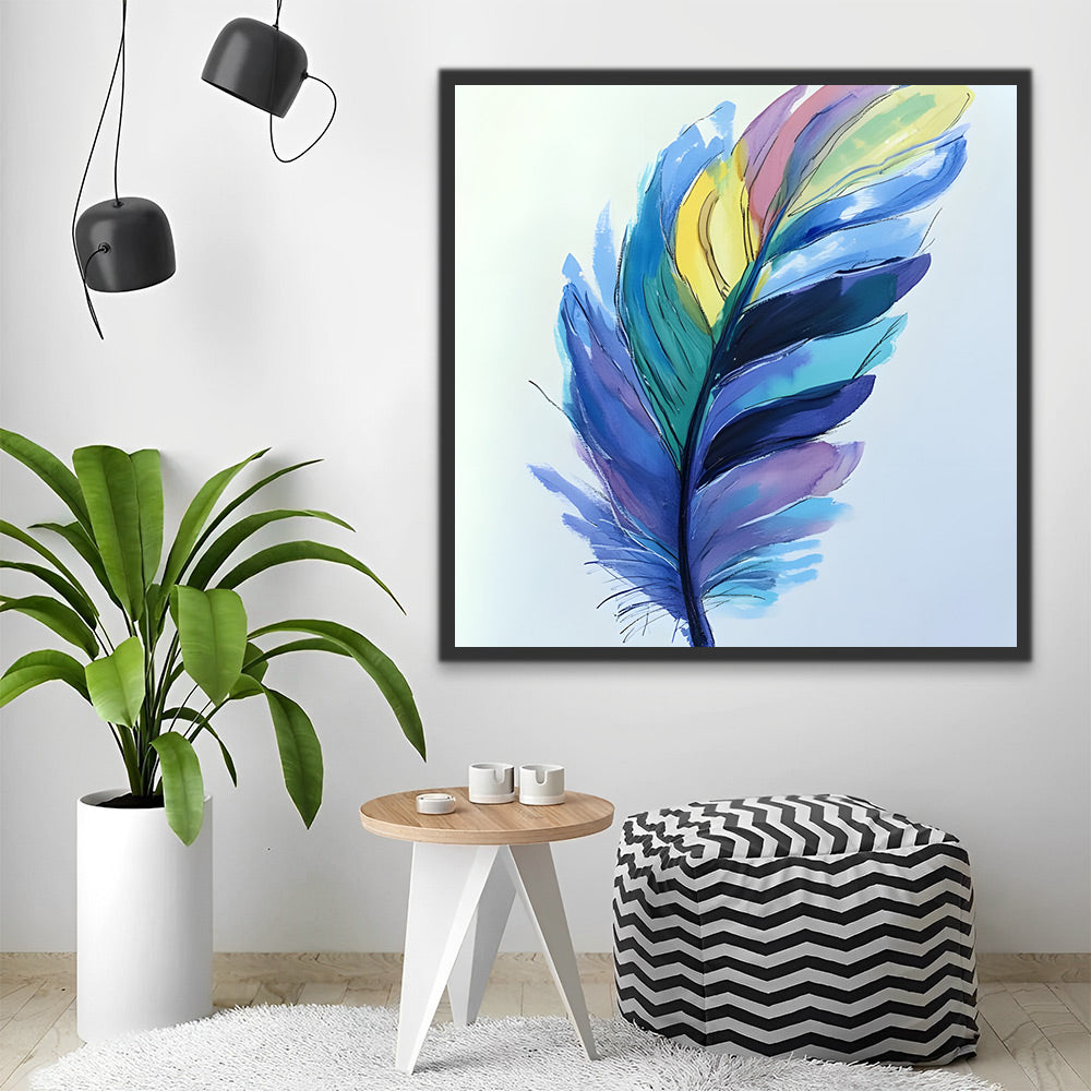 Pintura de Acuarela de una Pluma Colorida Pintar por Números