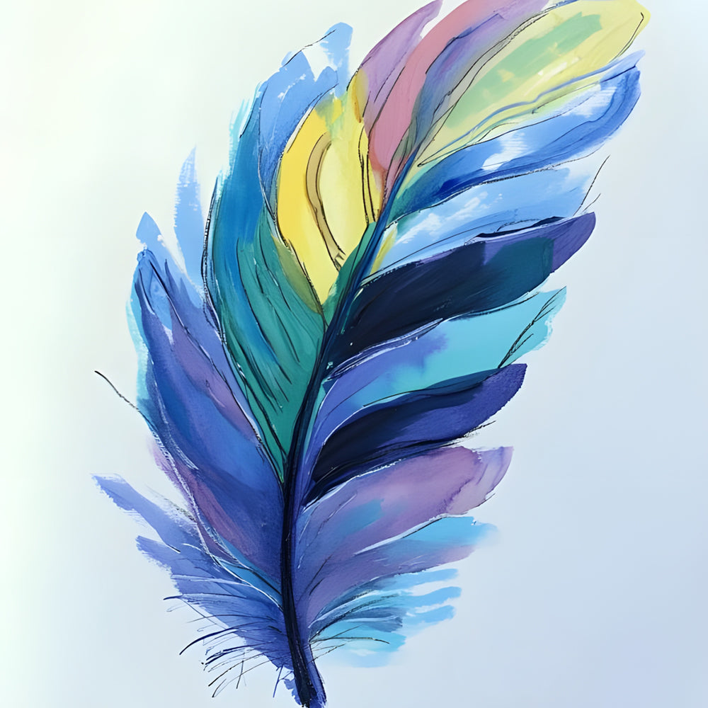 Pintura de Acuarela de una Pluma Colorida Pintar por Números