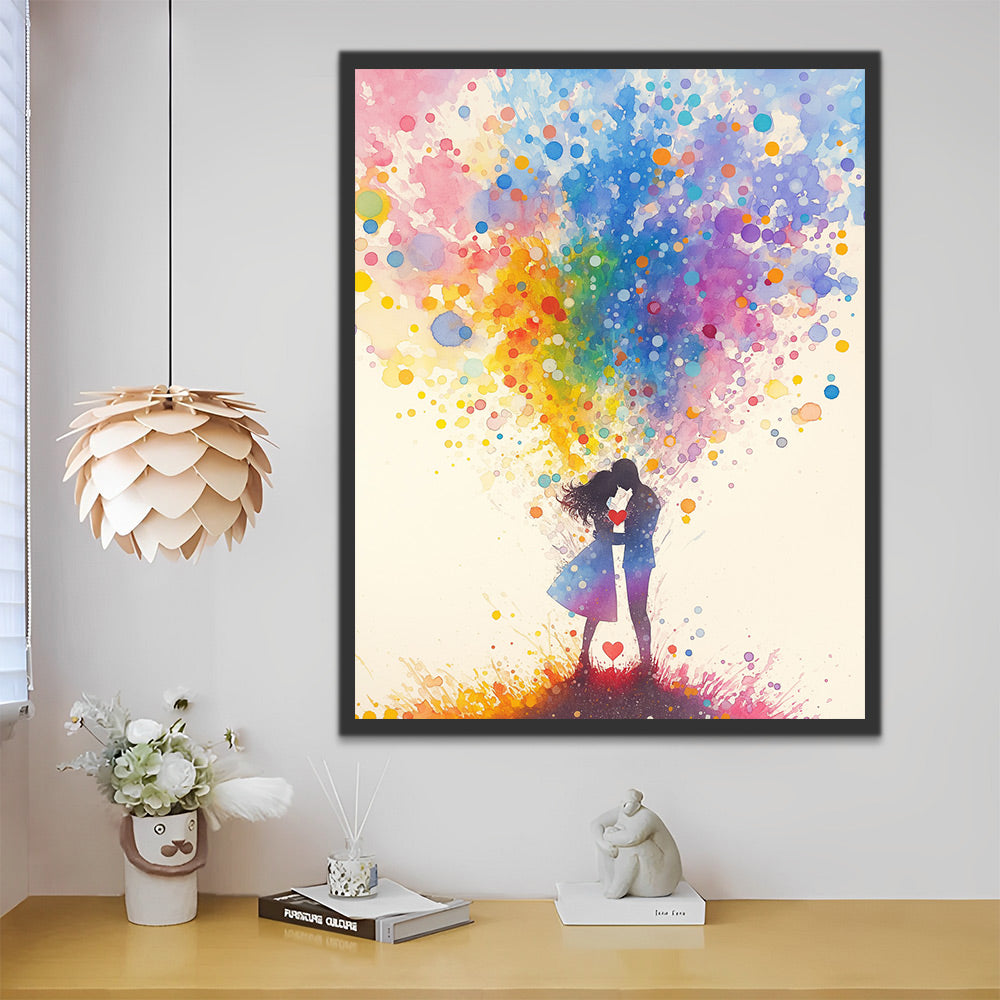Pintura de Acuarela del Amor de Pareja Pintar por Números