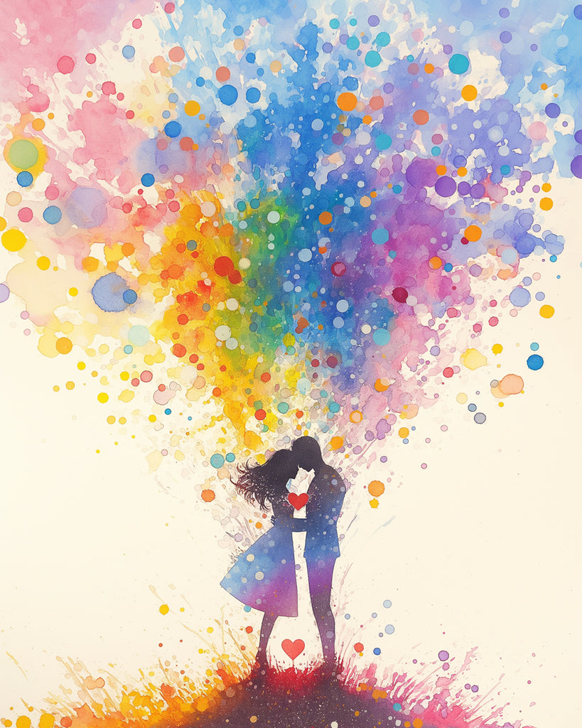 Pintura de Acuarela del Amor de Pareja Pintar por Números