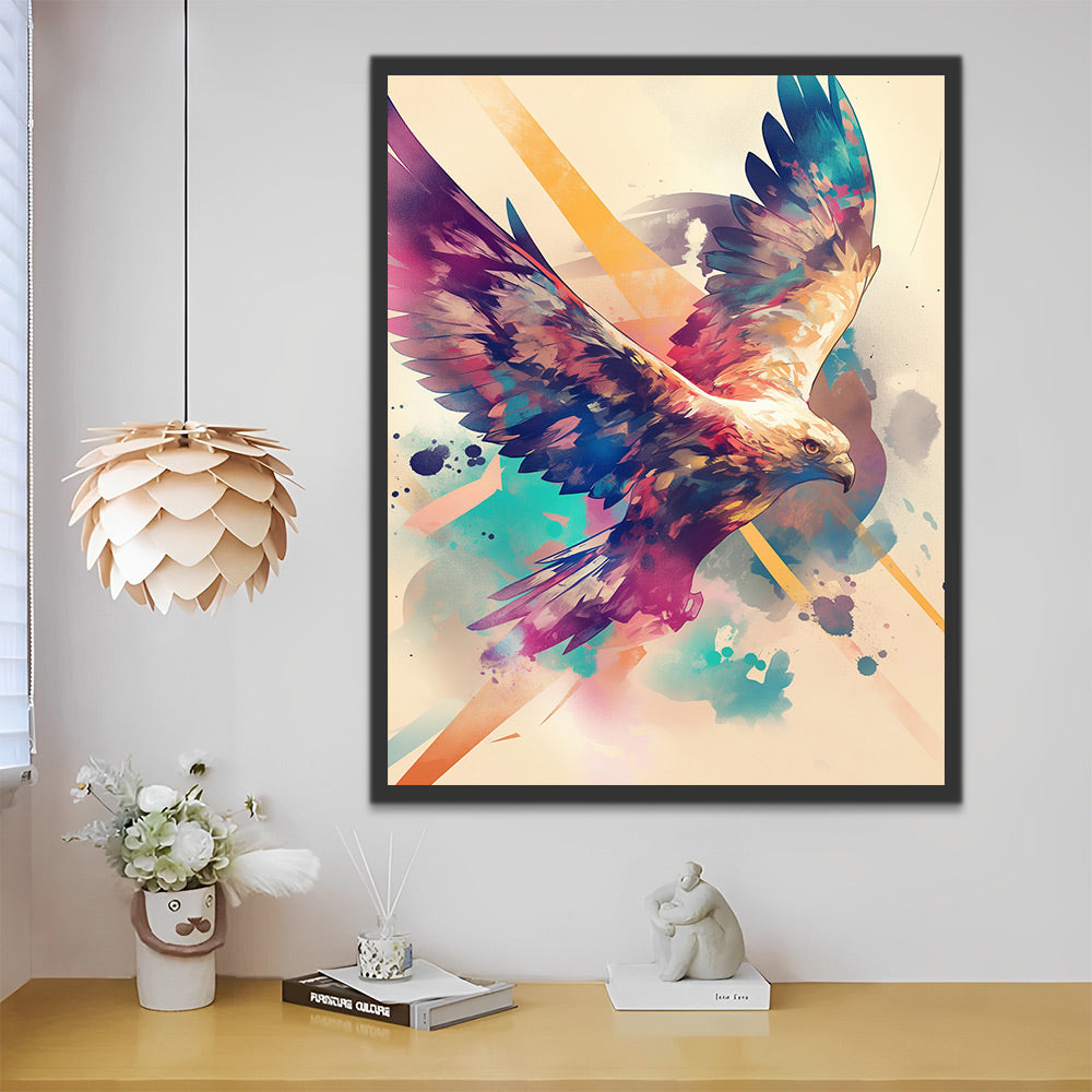 Pintura de Águila Colorida Volando Pintar por Números