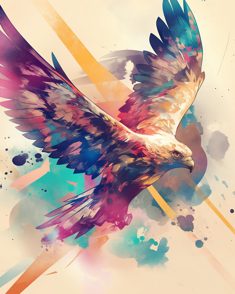 Pintura de Águila Colorida Volando Pintar por Números