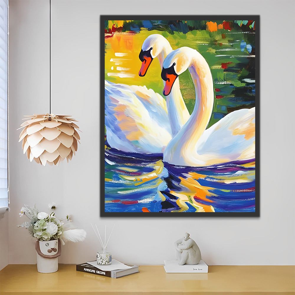 Pintura de Cisnes en Amor Pintar por Números