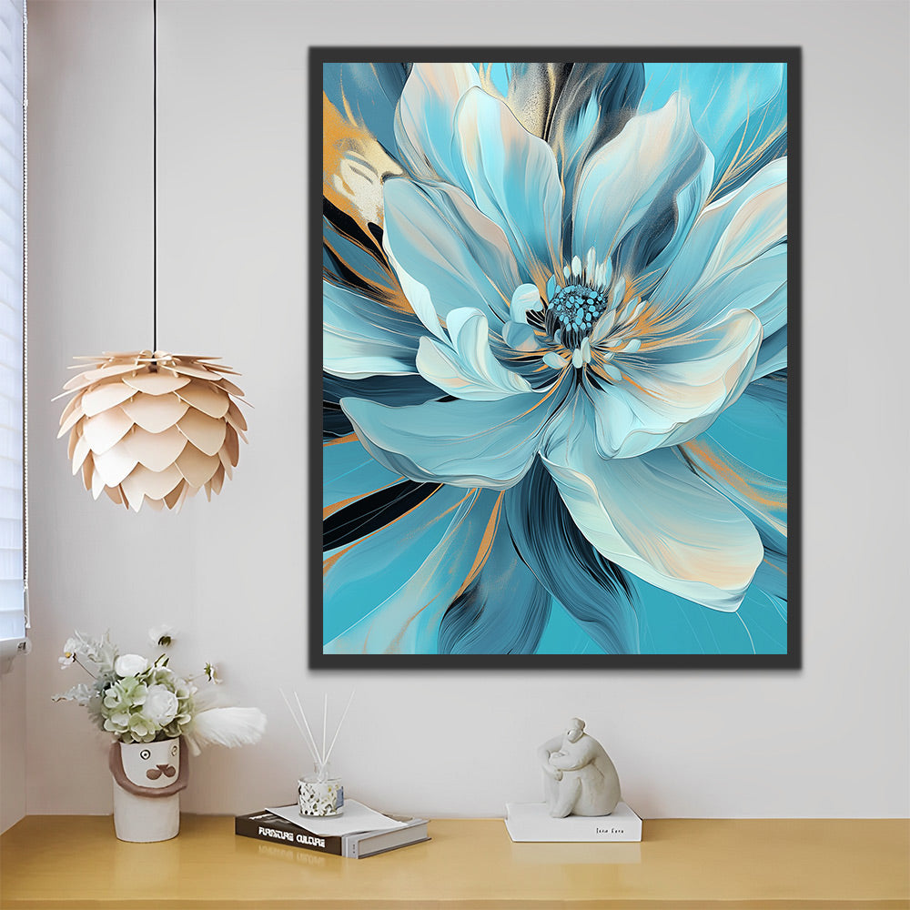 Pintura de Flor Bonita de Pétalos Azules Pintar por Números