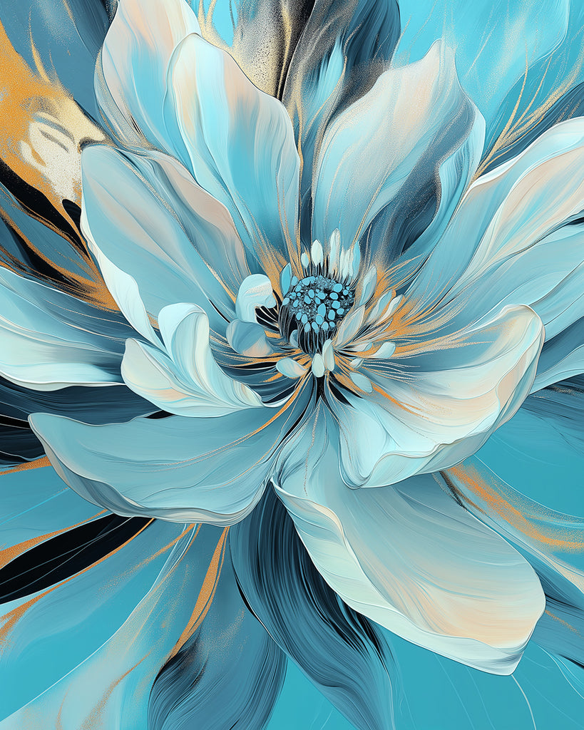 Pintura de Flor Bonita de Pétalos Azules Pintar por Números