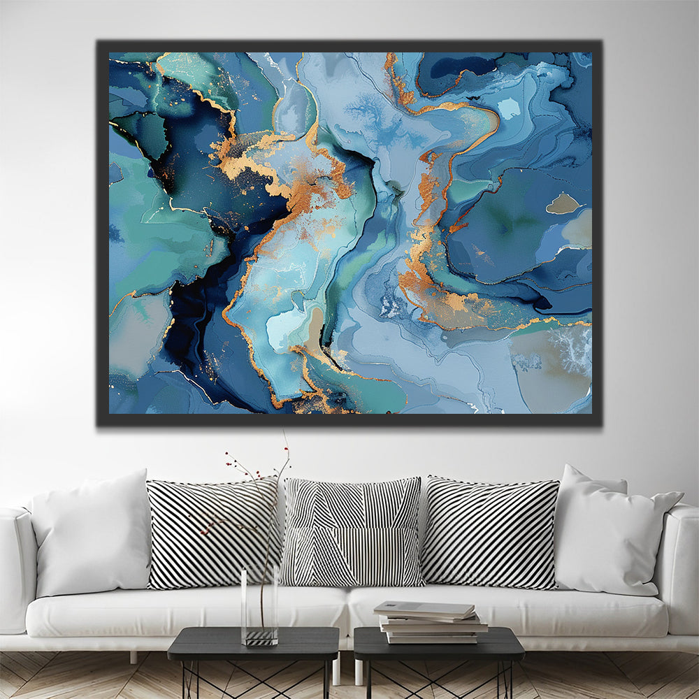Pintura de Líquido Verde y Dorado y Azul Pintar por Números