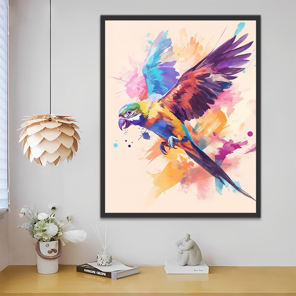 Pintura de Papagayo Colorido Volando Pintar por Números