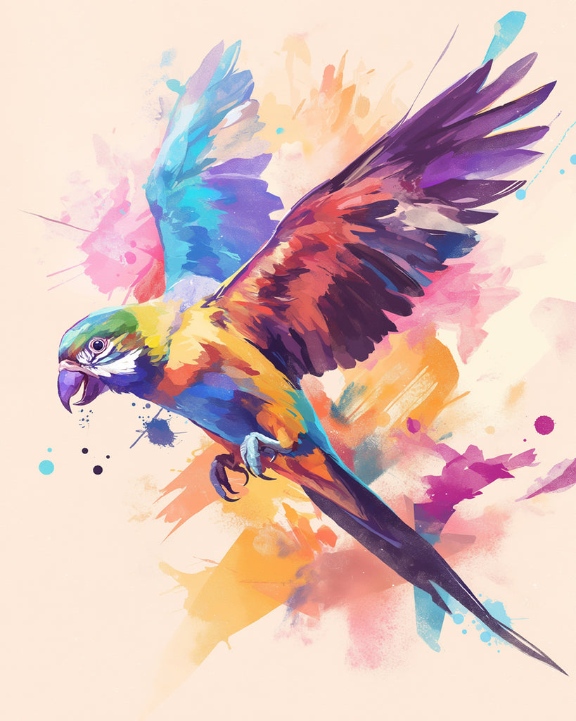 Pintura de Papagayo Colorido Volando Pintar por Números